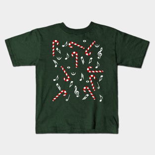 Candy Cane Music Notes Kids T-Shirt